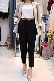 KEMERLİ OFİS PANTALON SİYAH