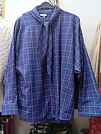 YAKASI FULARLI EKOSE GÖMLEK